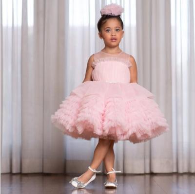 China 2022 New Style Girls Birthday Party Cake Dress Sleeveless Pink Bridesmaid Dresses for sale