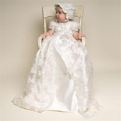 China Infant Christening Gown Lace First Communion Dresses Breathable White Baptism Dress for sale