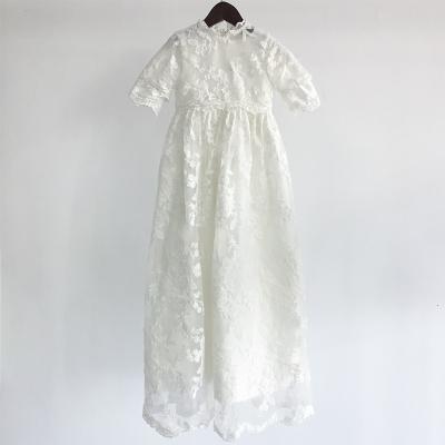 China Baptism Baptism Toddler Pageant Dresses Babies Chrisom With Ivory Long Lace Baptism Gown Baptism Gown With Cowl for sale