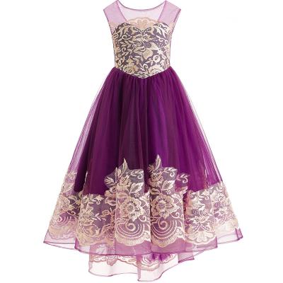 China 10 Years Sleeveless Ball Gown Girls Purple Bridesmaid Dress Summer for sale