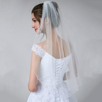 China Soft Pleasant Tulle Beads Short Wedding Veil Bridal Veil for sale