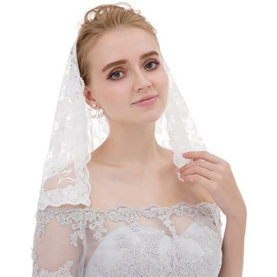 China Lace Edge Lace Wedding Bridal Wholesale Black And White Short Veil for sale