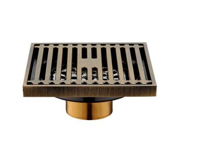 China Anti-odor bathroom 10*10 cm antique bronze brass floor drain, floor waste for sale