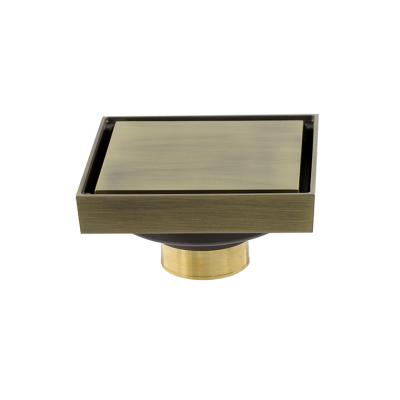 China Modern Brass Square Floor Drains Antique Brass Smell Proof 4 Inch Square Floor Drain Cover Shower Floor Grate Brass Drains for sale