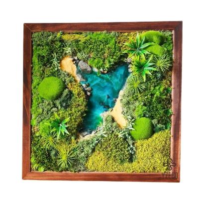 Chine 30*30cm Mousse de rennes Paroi Stabilisé Panneau Art Pour la décoration de paysage avec logo personnalisé à vendre