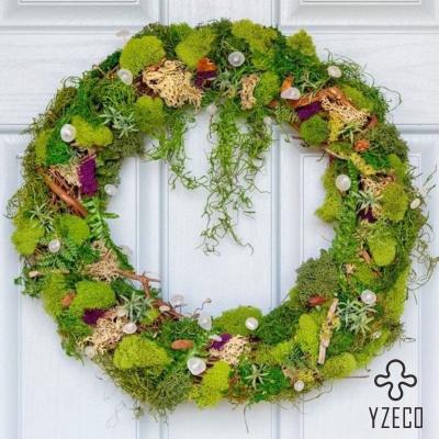 China Eco-Friendly Artificial Wreath Moss Wreath With Butterfly Decoration For Holiday Decor for sale