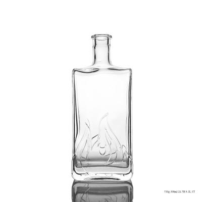 China Beverage Square Flint Clear Glass 500ml Empty Glass Bottle For Liquor for sale