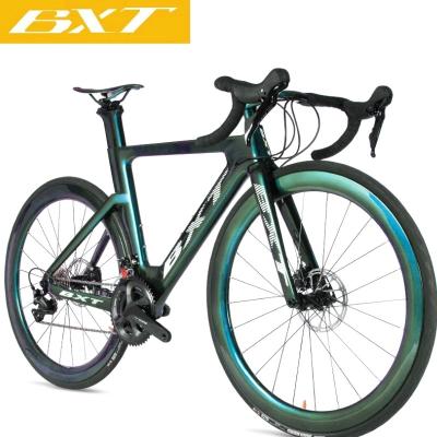 China Carbon Fiber Road Bike 700C Carbon Full Disc Brake Systeem Overhead Shaping 2*11Speed ​​W/ Shimano R7000 Gearbox Raw Material Chinese Hot Selling for sale