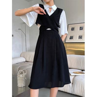 China Breathable 2022 New Arrivals Fashionable Teams 2 Piece Set Women Summer Invest Blazer Coat + Pleated Midi Skirt Sets for sale