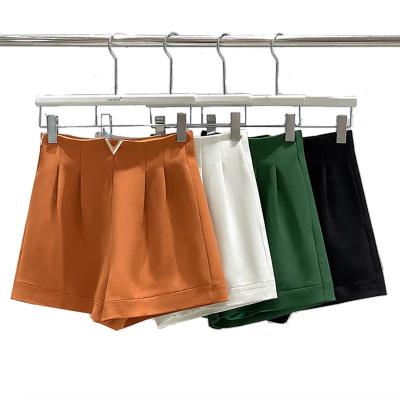 China Wholesale High Quality Breathable Polyester Plain Dyed Women Office Straight Breathable Shorts for sale