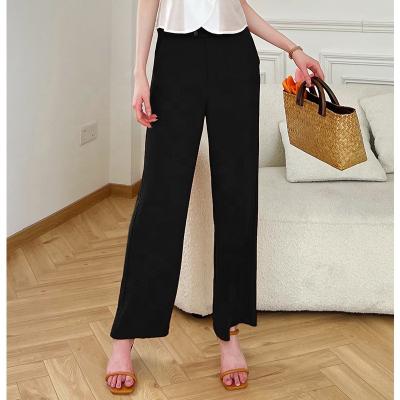 China Hanna Summer Trending Fashion Ladies White Color High Waist Wide Leg Breathable Women's Casual Pants Street Style Suit Pants for sale