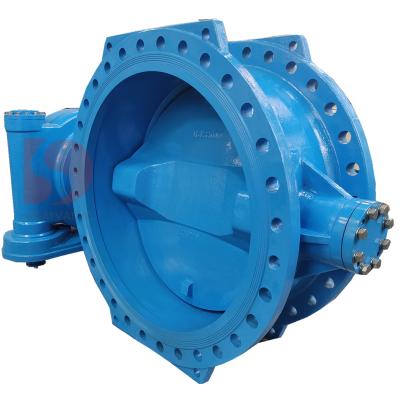 China EN593 General Double Flange Double Eccentric Butterfly Valve Gear Driven Worm With ISO 5211 Mounting Flange For Electric Actuator for sale