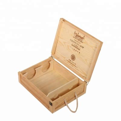 China Factory Hot Wholesale 2 Bottle Wooden Wine Bottle Box Handmade for sale