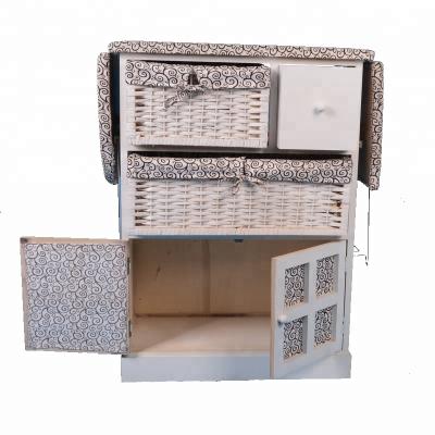 China 100% eco-friendly factory hot wholesales customized home furniture wood folding ironing board with wicker drawers and clothes rack for sale