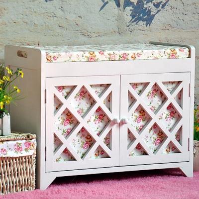 China Factory Wholesale Hot High Quality Adjustable White Wooden Shoe Cabinet Two Door Wooden Shoe Bench (The Other) for sale