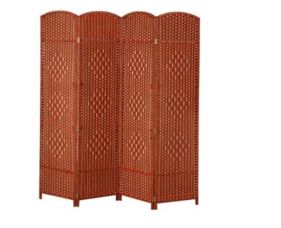 China Eco-Friendly Recycle Factory Wholesale High Quality Wooden Decorative Movable Customized Handwoven Folding Screen Room Divider for sale