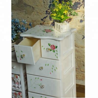 China Hot Wholesale Eco-friendly Flower Painted Wooden Cabinet For Living Room Furniture Sets for sale