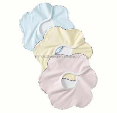 China Washable In Stock 100% Cotton Baby Bibs 360 Degree Round Bib Baby Saliva Towel Petal Shape Newborn Baby Bibs for sale