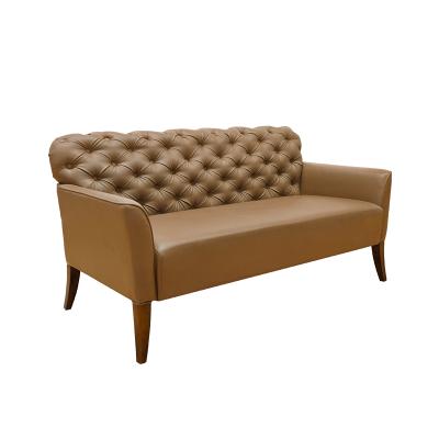 China Stretch Brown Leather Wood Relax Wooden Leisure Lounge Sofa Chair / Home Use Lounge Sofa Commercial Chair for sale