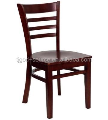 China Hercules Series Mahogany Finished Ladder Modern Back Wooden Restaurant Chair for sale