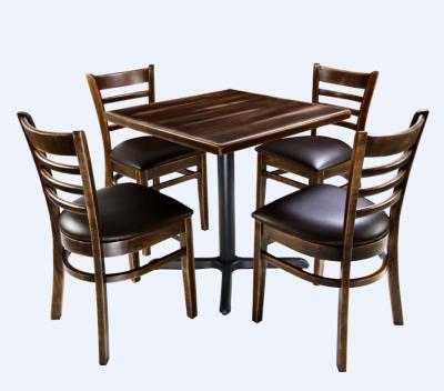 China French Vintage Solid Wood Restaurant Industrial Wooden Dining Chairs And Table Sets For Sale Used for sale