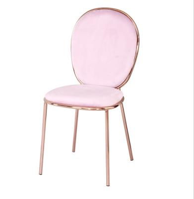 China Mordern Metal Modern Velvet Pink Dining Chair for sale