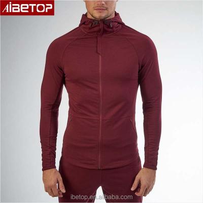 China Anti-pilling cotton casual zip up muscle raglan tight sportwear custom logo gym hoodie with hidden pockets for sale