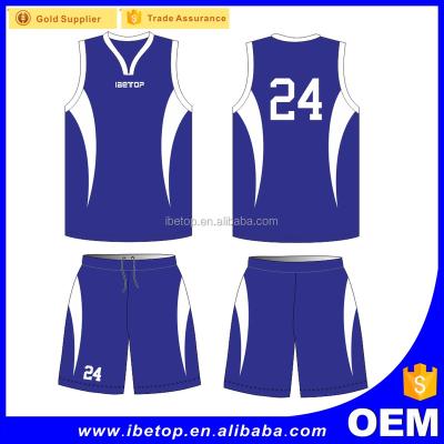 China 2022 Latest Team Antibacterial Basketball Tank Top Design Color Uniform Blue for sale