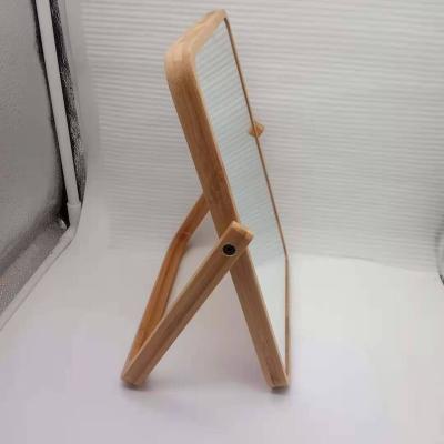 China 100% Round Shape Folding Natural Bamboo Frame Tabletop Bamboo Makeup Mirror Wholesale Enlargement for sale