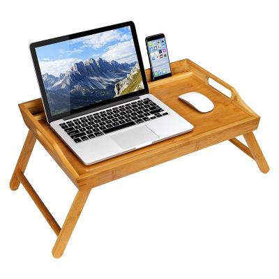 China Eco-friendly Classic Overbed Table Folding Table Tray With Bamboo Foot Stand Trays for sale