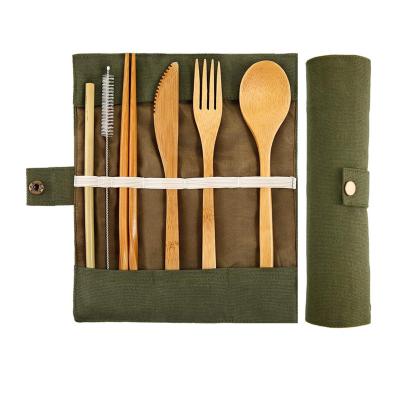 China Sustainable Eco-Friendly Biodegradable Cutlery Set Bamboo Picnic Flatware Set Luxury Flatware For Indoor And Outdoor for sale