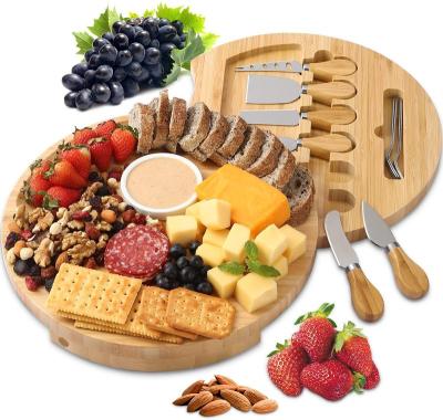 China Viable Picnic, Family Camping Party Contain BPA Free Bamboo Cheese Board And Knife Set for sale