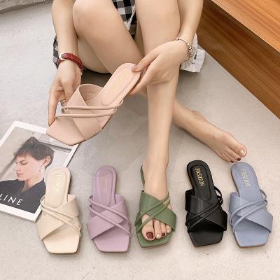 China 35-43 Solid Color PU Sandals Lightweight Slippers 887 for sale