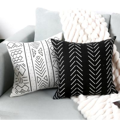 China Monad Wearable 100% Polyester Custom Printed Black And White Cushion Cover Set Of 4 2022 for sale