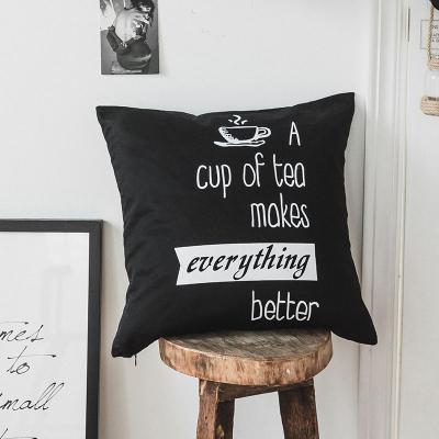 China Wearable Custom Printed Home Decorative Square Tiles Cushion Cover With Words for sale