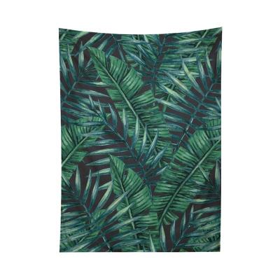 China Wholesale Home Decor Tropical Palm Green Leaves Room Wall Hanging Tapestry Botanical Rugs for sale