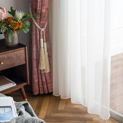 China Luxury Soft Single White Window Roll Sheer Blackout Voile Fabric Monad Decoration Curtain Set For Hotel for sale