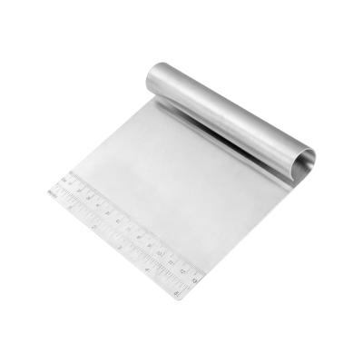 China Disposable Stainless Steel Dough Scraper Pastry Cutter Cleaver And Silicone Bowl Scraper With Measures for sale