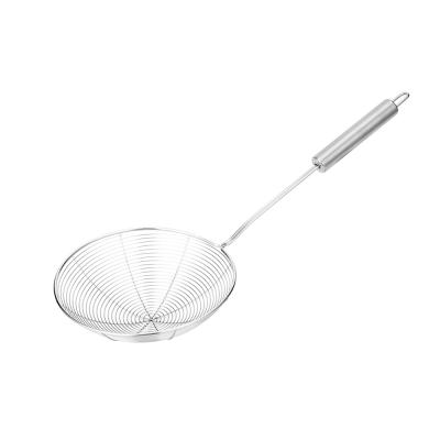 China Sustainable Long Handle Stainless Steel Strainer Skimmer Pouch Basket For Daily Frying Steaming And Scooping for sale