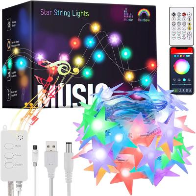 China 16.4Ft unbreakable. 25 App RGB Waterproof Remote Control Smart Star Sync LED Music Fairy Lights for Indoor Decor for sale