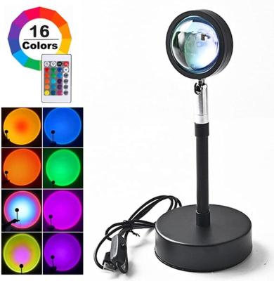 China Modern 180 Degree Rotation Projector Remote Control Night Lights 16 Color Changing Mini Sunset Lamp RGB for sale