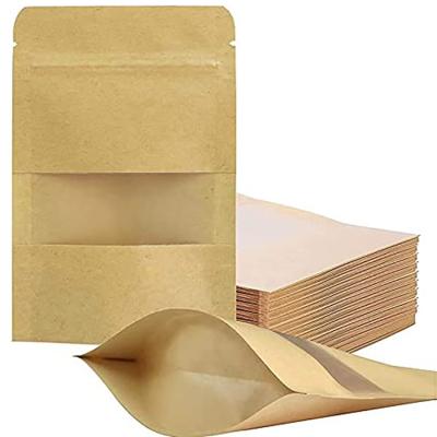 China Custom Doypack Kraft Paper Biodegradable Heat Sealable Ziplock Stand Up Pouch Food Coffee Tea Storage Paper Bags With Logo Print for sale