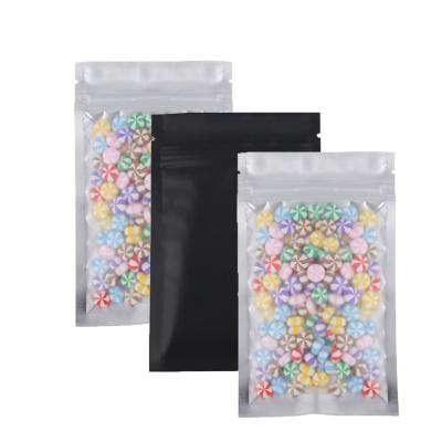 China BIODEGRADABLE Aluminum Foil Resealable Zipper Heat Seal Lock Yin Yang Three Side Seal Plastic Candy Packaging Flat Pouch Mini Bag for sale