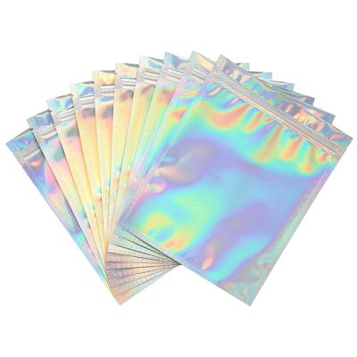 China BIODEGRADABLE Custom Resealable Self Adhesive Transparent Cosmetic Holographic Hologram Plastic Packaging Bag Zippered Pouch For Jewelry for sale