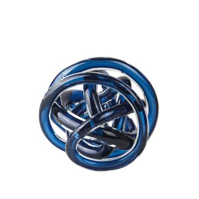 China Wholesale Unique Luxury Blue Glass Knot Ornament Scandinavian Home Accessories Stocked Desk Decor for sale