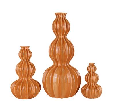 China Interior Decorations Modern Chaozhou Squash Shape Crackled Ceramic Vases For Home Decor Vintage for sale