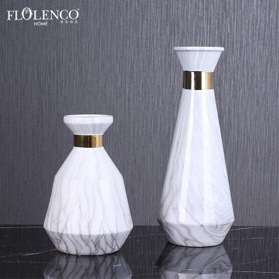 China Modern Popular Decorative Vases Pattern Marble Table Tops Stocked Unique Flower Vases for Home Decor for sale