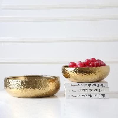 China Gold Dot Design Fruit Bowl Large Stocked Luxury Round Stocked Stocked Decorative Bowl for Restaurant Hotel for sale