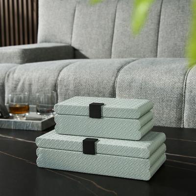 China Contemporary Woven Leather Suitcase Set Decorative Jewelry Packaging Storage Box Leather Gift Box For Home Decoration for sale