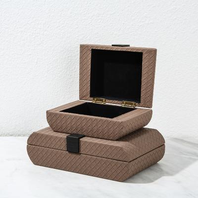 China Modern Home Luxury Craft Storage Accessories Decor Leather Decorative Stored Boxes for sale